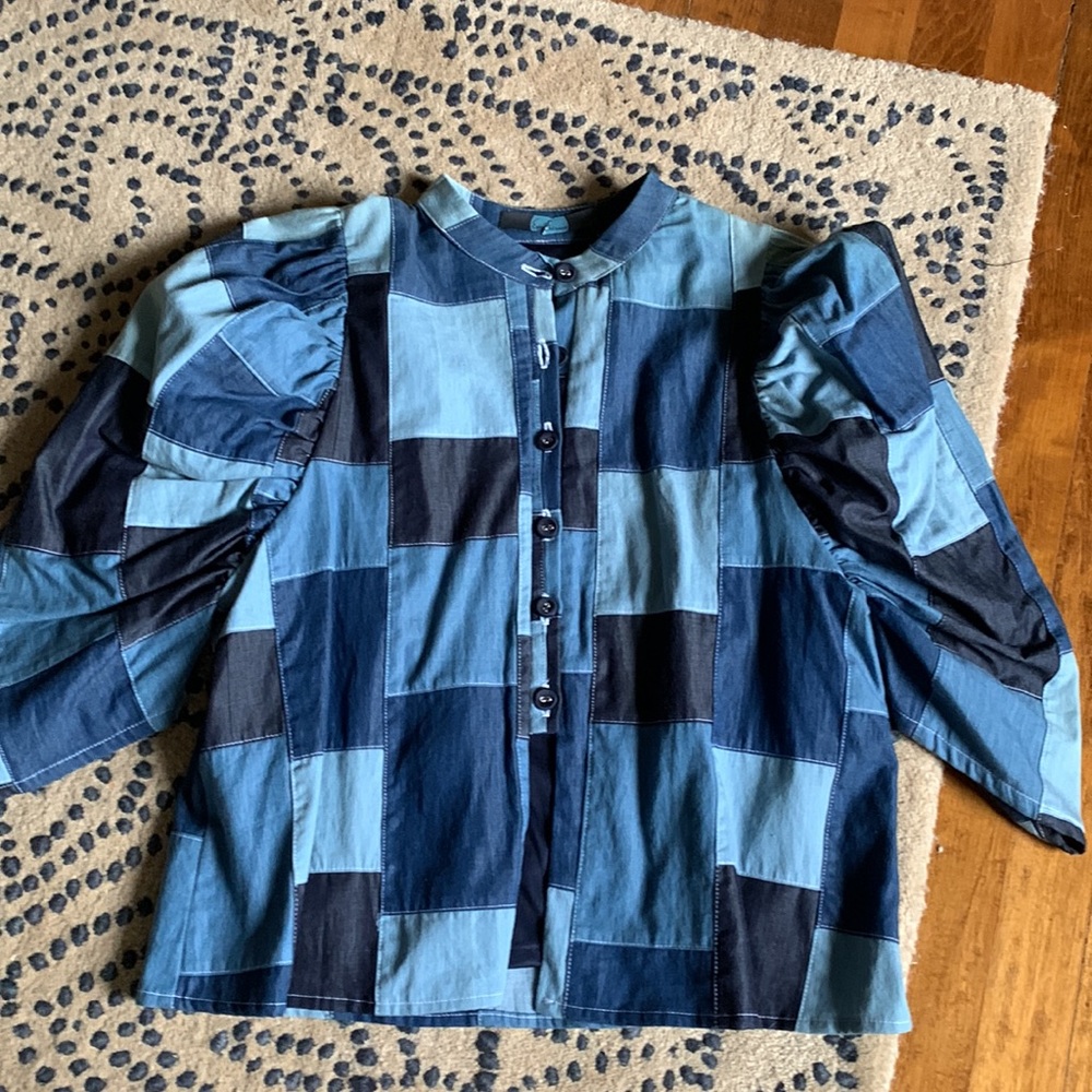 Eva Franco  ‎ Anais patchwork denim buttondown - Picture 3 of 5